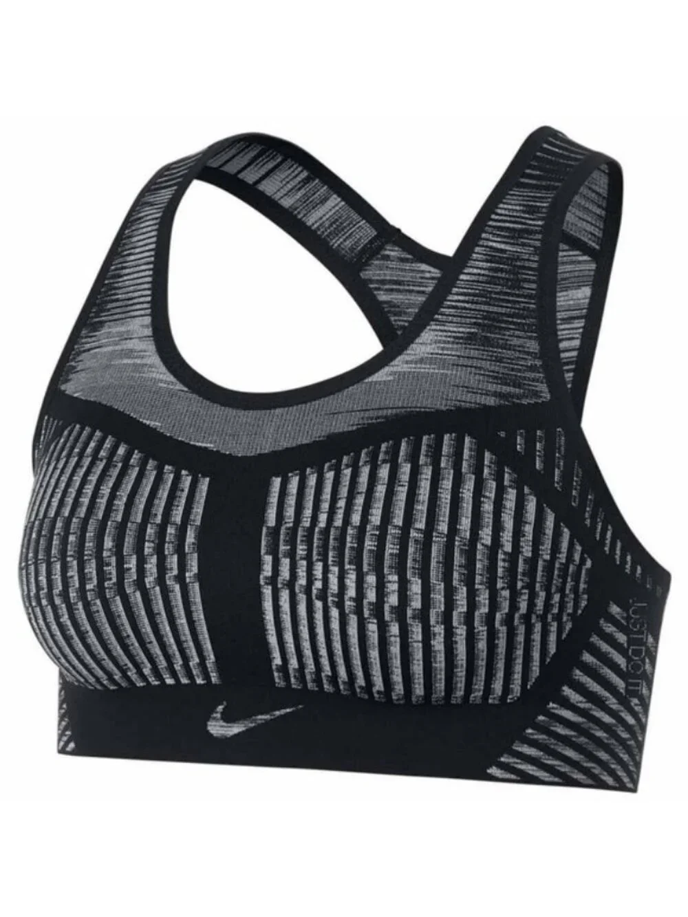 Nike Fe/Nom Flyknit High Support Sports Bra S Black White Non Padded Racerback